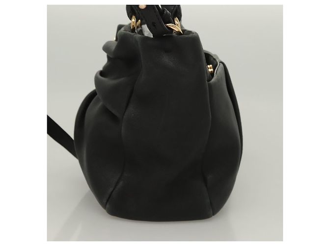 Vala Handtasche aus Leder 2 in 1 Schwarz Gold Auth 131359 von Salvatore Ferragamo Golden - Ansicht 4