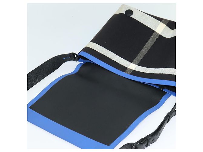 Burberry Borsa a Spalla in Tela Nera e Blu Auth BD741V Nero - vista 10