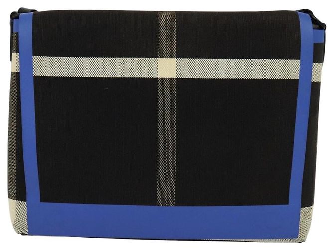 Burberry Borsa a Spalla in Tela Nera e Blu Auth BD741V Nero - vista 13