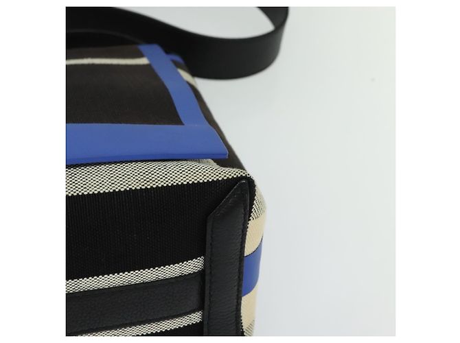 Burberry Borsa a Spalla in Tela Nera e Blu Auth BD741V Nero - vista 14