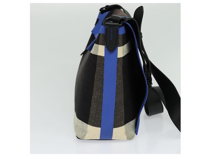 Burberry Borsa a Spalla in Tela Nera e Blu Auth BD741V Nero - vista 3