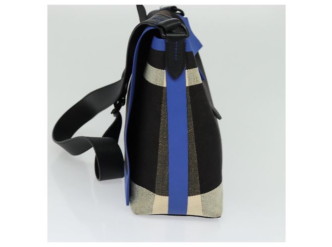 Burberry Borsa a Spalla in Tela Nera e Blu Auth BD741V Nero - vista 4