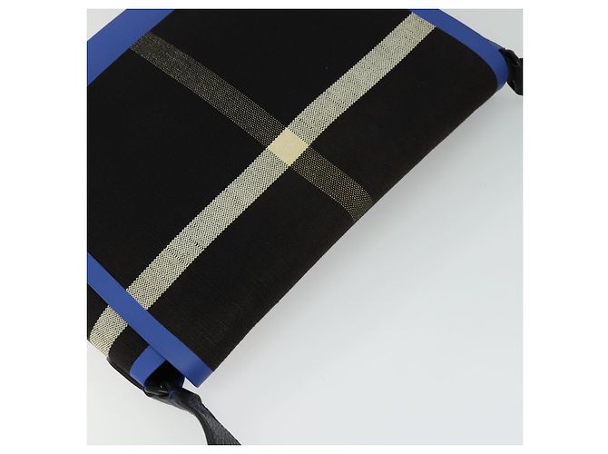Burberry Borsa a Spalla in Tela Nera e Blu Auth BD741V Nero - vista 6