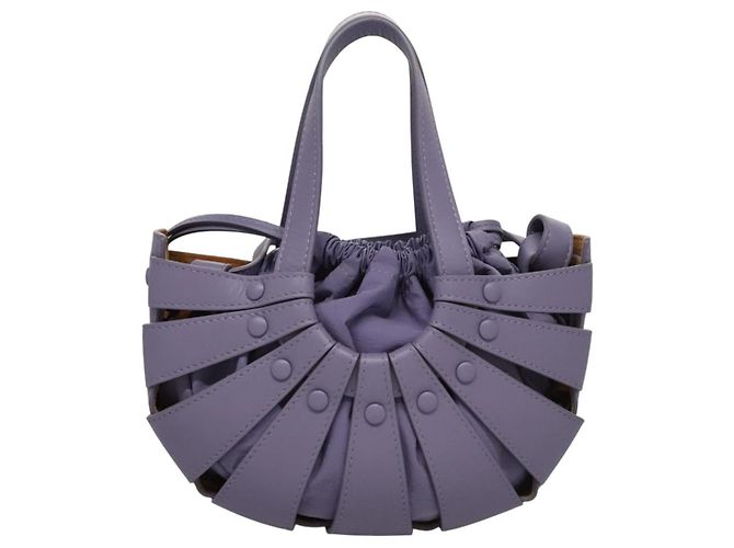 Autre Marque Borsa a Spalla Shell in Pelle Bottega Veneta Viola Auth BD1058AV Porpora - vista 13