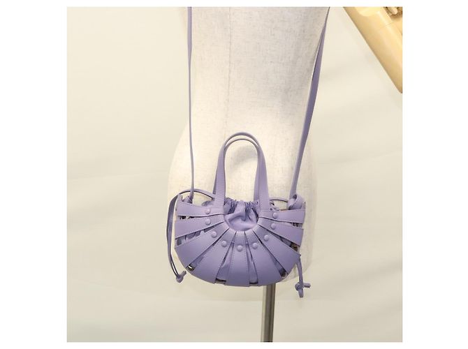 Autre Marque Borsa a Spalla Shell in Pelle Bottega Veneta Viola Auth BD1058AV Porpora - vista 25