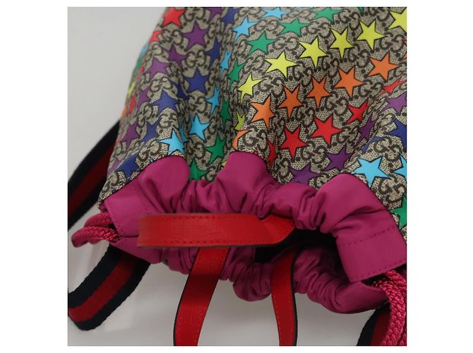 Gucci Zaino GG Supreme Sherry Line in PVC beige multicolore 550775 Auth 108606V Rosso - vista 6