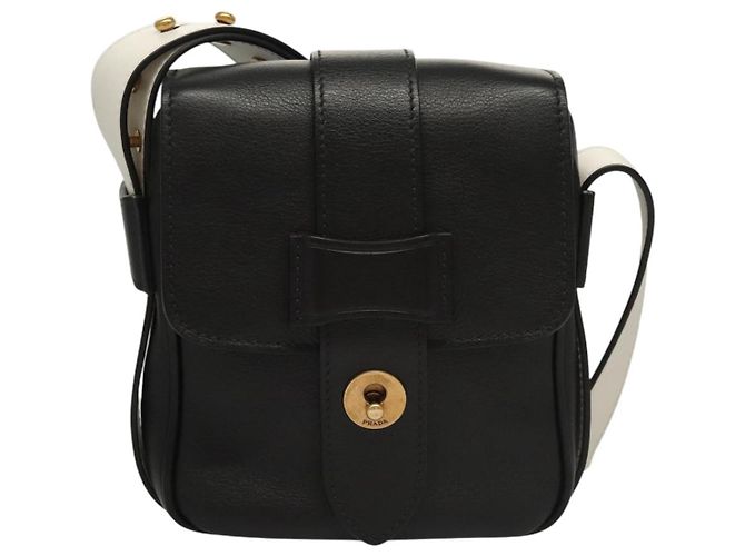 Borsa a Spalla in Pelle Nera e Bianca Auth 117019V di PRADA Nero Bianco - vista 13