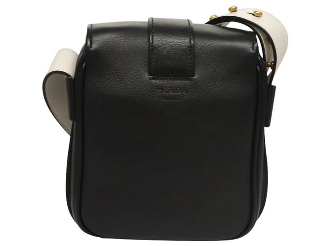 Borsa a Spalla in Pelle Nera e Bianca Auth 117019V di PRADA Nero Bianco - vista 2
