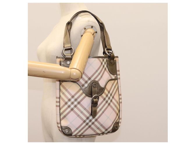 Burberry Borsa Tote Nova Check in PVC Rosa Auth BD898 - vista 21