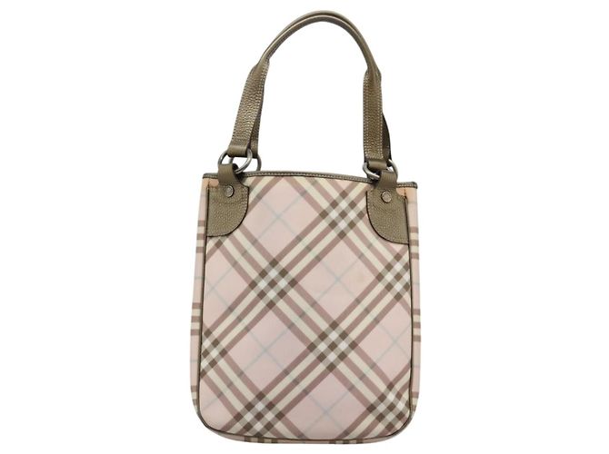 Burberry Borsa Tote Nova Check in PVC Rosa Auth BD898 - vista 3