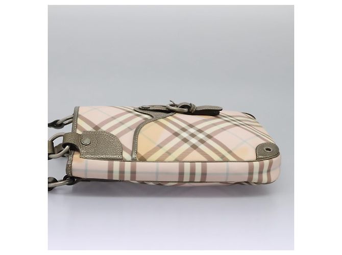 Burberry Borsa Tote Nova Check in PVC Rosa Auth BD898 - vista 4