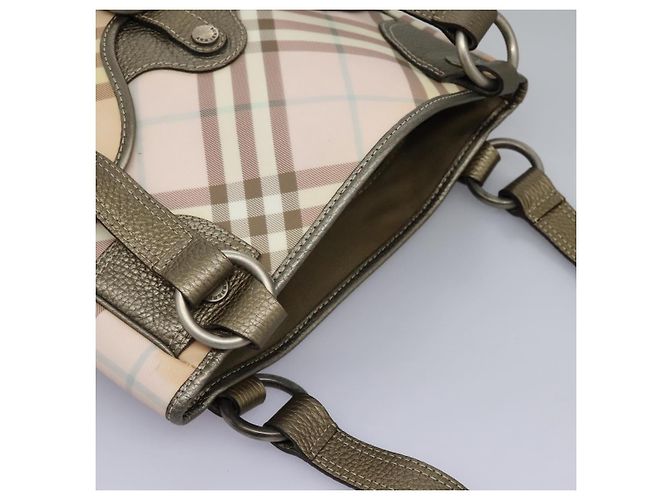 Burberry Borsa Tote Nova Check in PVC Rosa Auth BD898 - vista 6