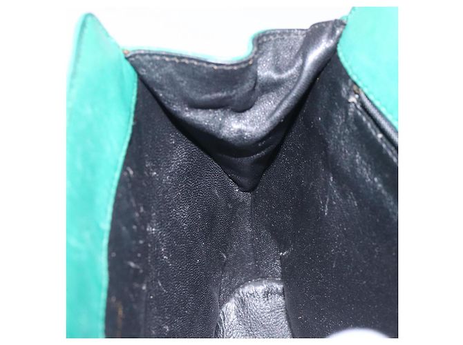 CHANEL Borsa a Mano con Catena in Pelle di Agnello Verde Oro CC Auth gh309 D'oro - vista 19
