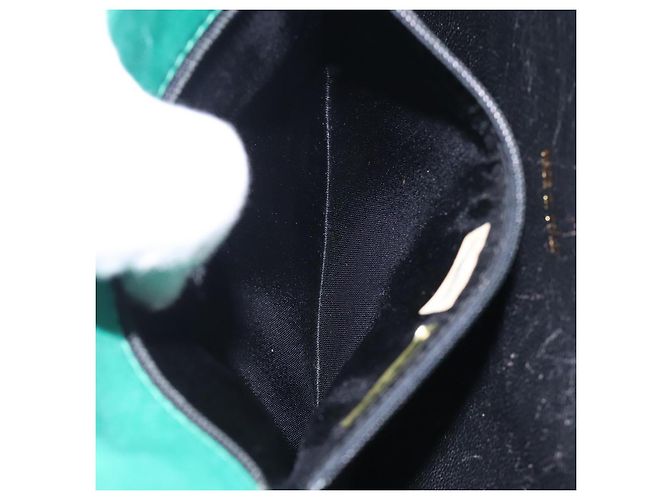 CHANEL Borsa a Mano con Catena in Pelle di Agnello Verde Oro CC Auth gh309 D'oro - vista 20