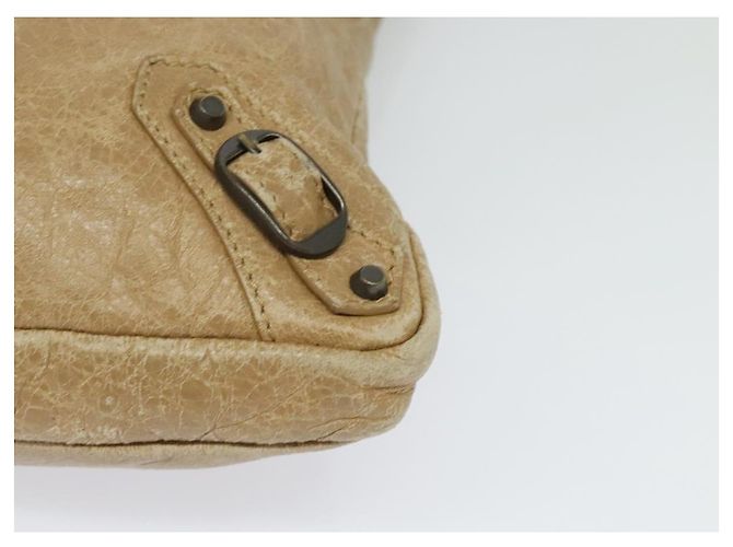 Balenciaga Borsa a spalla piatta classica in pelle beige Auth bs27986 - vista 14