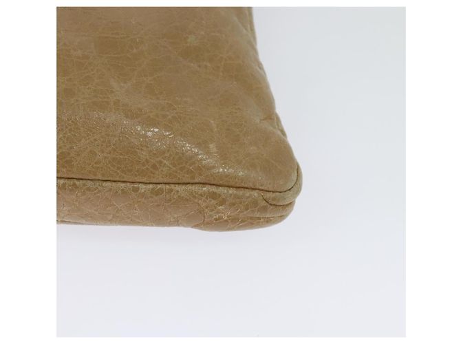 Balenciaga Borsa a spalla piatta classica in pelle beige Auth bs27986 - vista 16