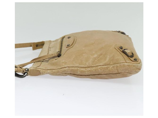 Balenciaga Borsa a spalla piatta classica in pelle beige Auth bs27986 - vista 3
