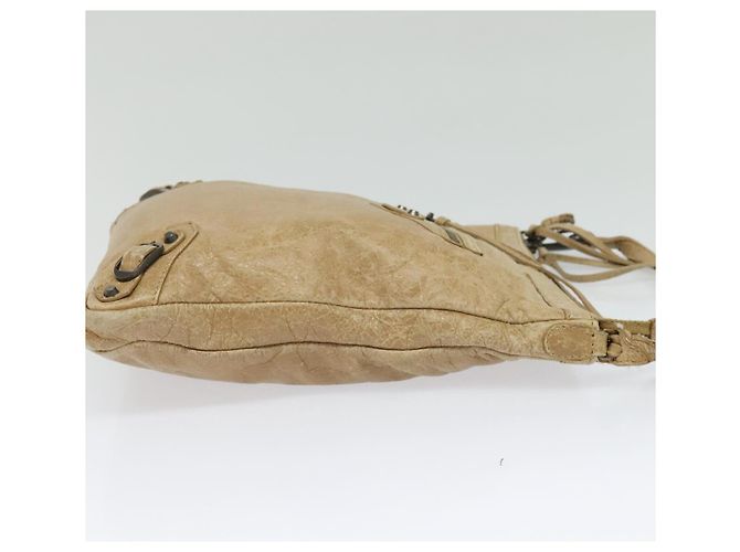 Balenciaga Borsa a spalla piatta classica in pelle beige Auth bs27986 - vista 4