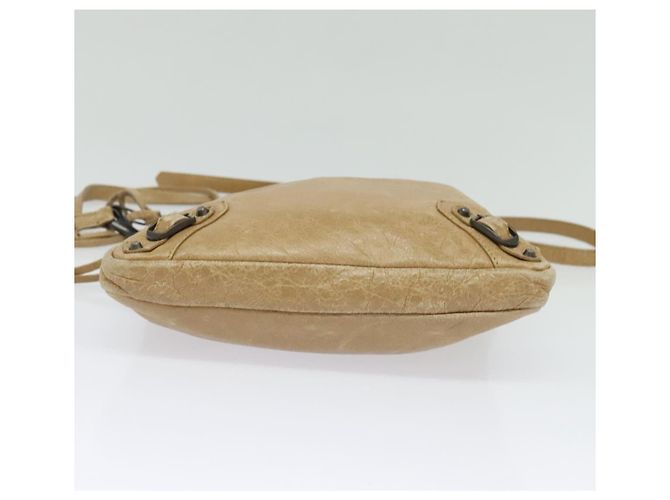 Balenciaga Borsa a spalla piatta classica in pelle beige Auth bs27986 - vista 5
