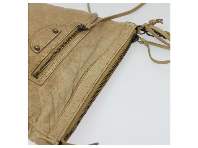 Balenciaga Borsa a spalla piatta classica in pelle beige Auth bs27986 - vista 6