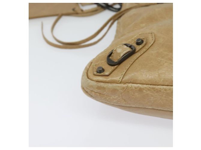 Balenciaga Borsa a spalla piatta classica in pelle beige Auth bs27986 - vista 9