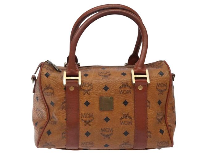 Borsa Boston MCM Logogram Vicetos in pelle PVC marrone e oro Auth bs27984 D'oro - vista 13