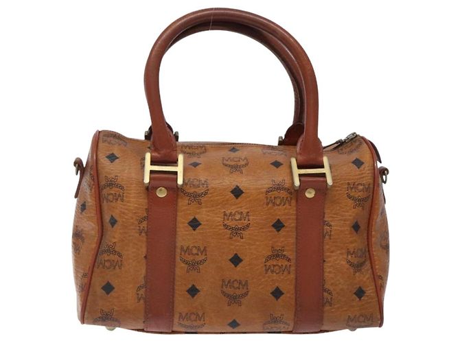 Borsa Boston MCM Logogram Vicetos in pelle PVC marrone e oro Auth bs27984 D'oro - vista 2