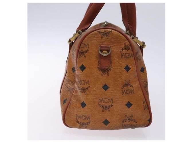 Borsa Boston MCM Logogram Vicetos in pelle PVC marrone e oro Auth bs27984 D'oro - vista 3