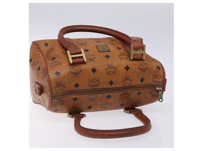 Borsa Boston MCM Logogram Vicetos in pelle PVC marrone e oro Auth bs27984 D'oro - vista 6