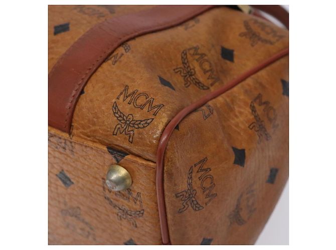 Borsa Boston MCM Logogram Vicetos in pelle PVC marrone e oro Auth bs27984 D'oro - vista 9