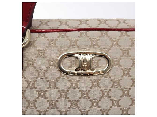 Céline Borsa a Spalla in Tela Macadam CELINE Beige Oro Auth gh228 D'oro - vista 17