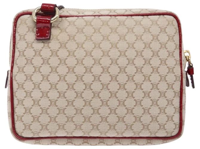 Céline Borsa a Spalla in Tela Macadam CELINE Beige Oro Auth gh228 D'oro - vista 2