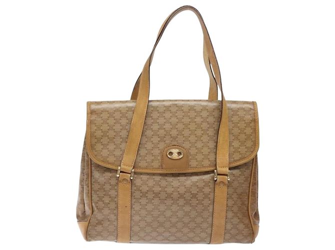 Céline Borsa a mano in tela Macadam CELINE PVC beige oro Auth bs27832 D'oro - vista 13