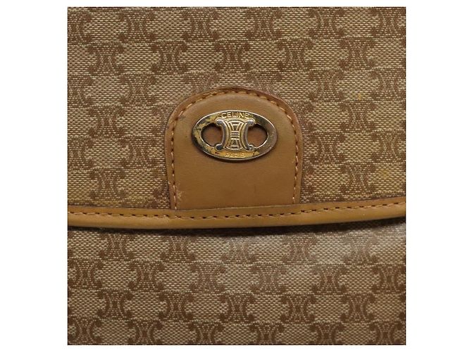 Céline Borsa a mano in tela Macadam CELINE PVC beige oro Auth bs27832 D'oro - vista 17