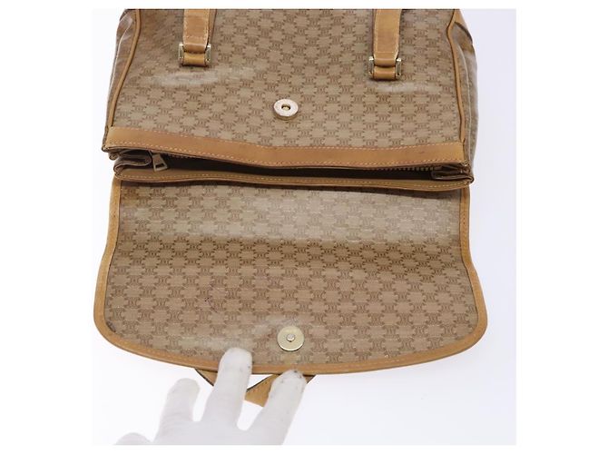 Céline Borsa a mano in tela Macadam CELINE PVC beige oro Auth bs27832 D'oro - vista 18
