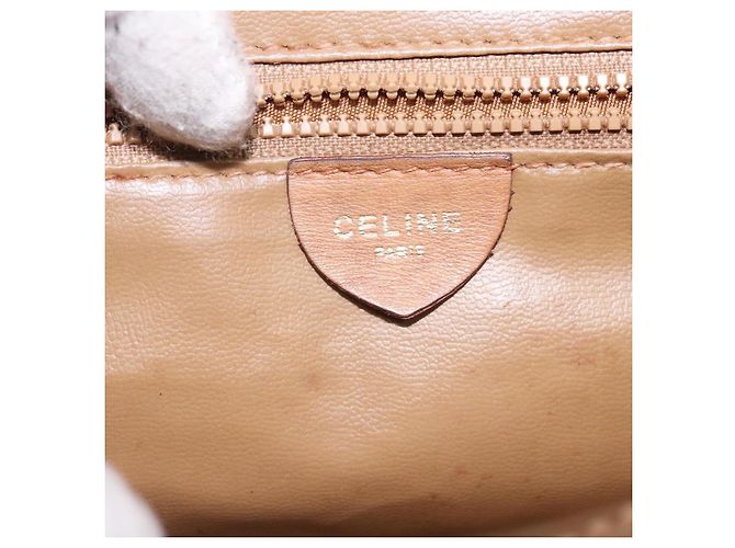 Céline Borsa a mano in tela Macadam CELINE PVC beige oro Auth bs27832 D'oro - vista 19