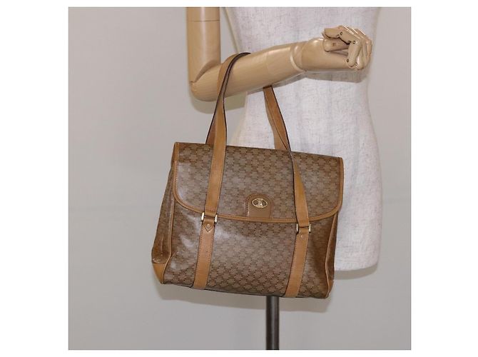 Céline Borsa a mano in tela Macadam CELINE PVC beige oro Auth bs27832 D'oro - vista 24