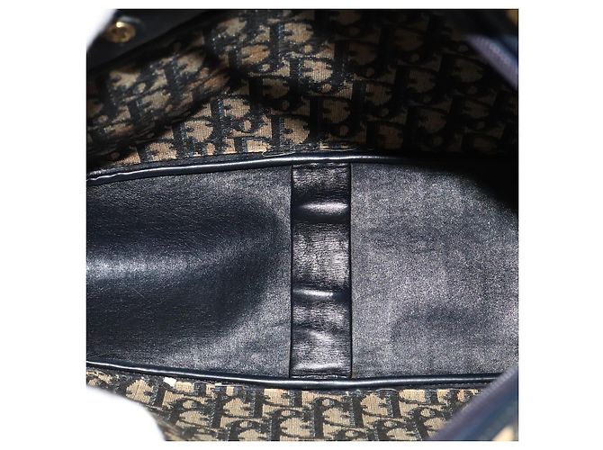 Christian Dior Trotter Canvas Handtasche Navy Gold Auth bs27680 Golden Marineblau - Ansicht 11