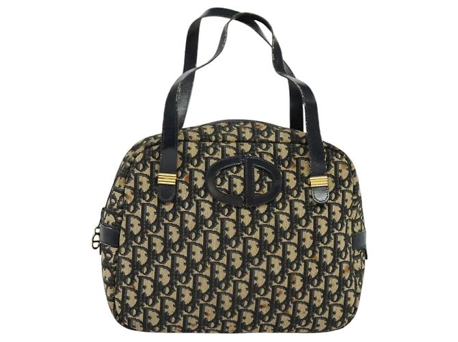 Christian Dior Trotter Canvas Handtasche Navy Gold Auth bs27680 Golden Marineblau - Ansicht 13