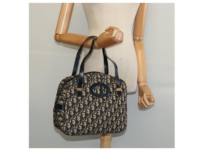 Christian Dior Trotter Canvas Handtasche Navy Gold Auth bs27680 Golden Marineblau - Ansicht 19