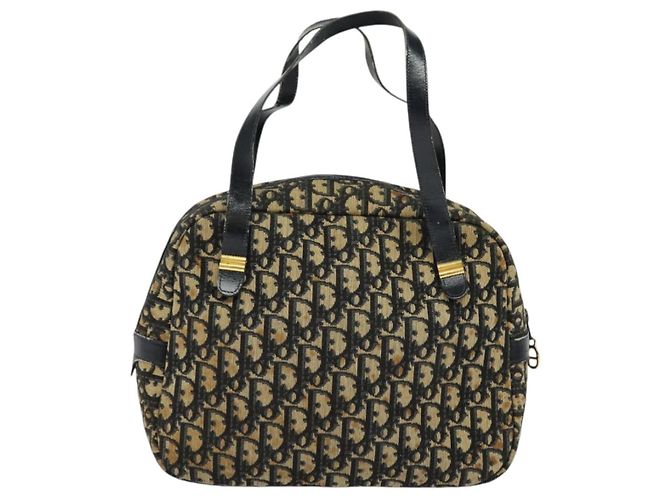 Christian Dior Trotter Canvas Handtasche Navy Gold Auth bs27680 Golden Marineblau - Ansicht 2