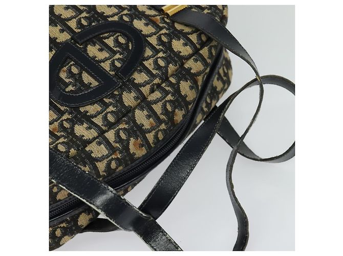 Christian Dior Trotter Canvas Handtasche Navy Gold Auth bs27680 Golden Marineblau - Ansicht 6