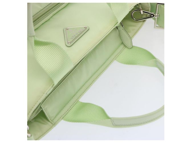 PRADA Borsa a Mano Nylon 2 vie Verde Chiaro Auth 68918AV Blu chiaro - vista 6