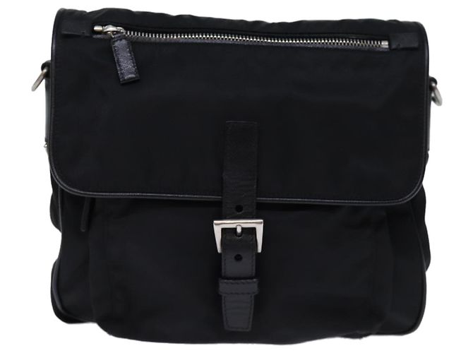 Borsa a Spalla PRADA in Nylon e Pelle Nera Auth am6182V Nero - vista 13