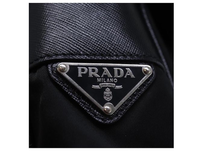 Borsa a Spalla PRADA in Nylon e Pelle Nera Auth am6182V Nero - vista 18