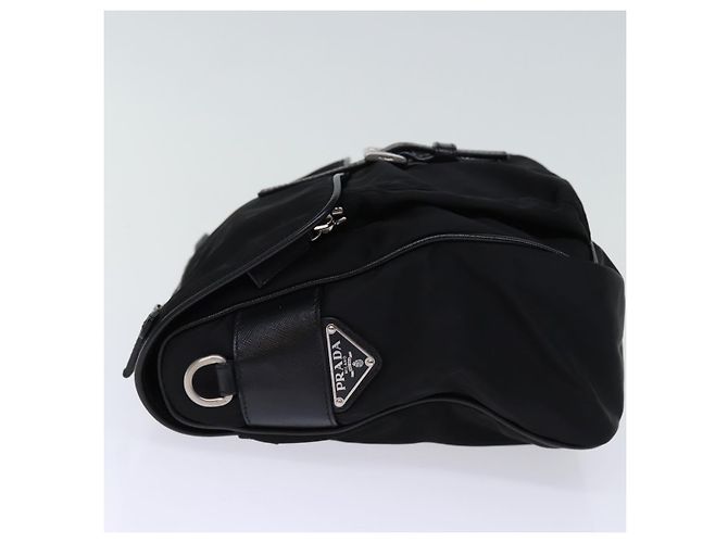 Borsa a Spalla PRADA in Nylon e Pelle Nera Auth am6182V Nero - vista 4