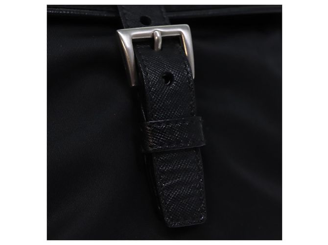 Borsa a Spalla PRADA in Nylon e Pelle Nera Auth am6182V Nero - vista 7