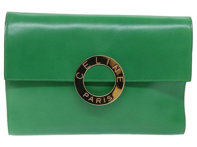 Céline Borsa a Spalla in Pelle Verde CELINE Auth 75227AV - vista 13