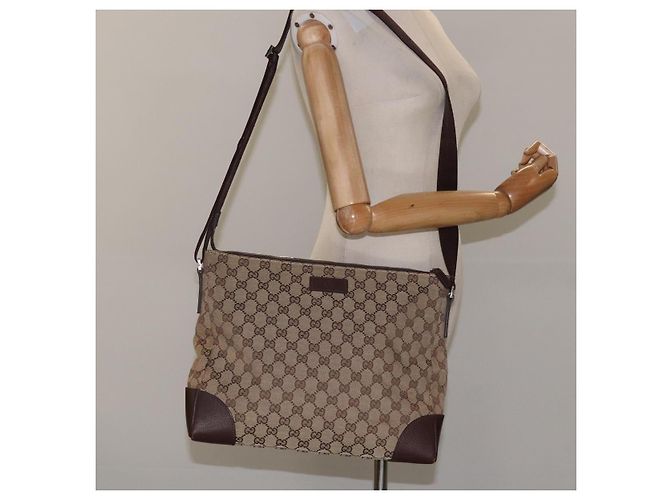 Borsa a Spalla GG Canvas Gucci Beige Argento 110054 Auth ep7544 - vista 22