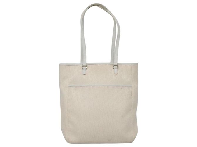 Borsa tote in tela Trotter Christian Dior bianca argento Auth mr1118V - vista 13